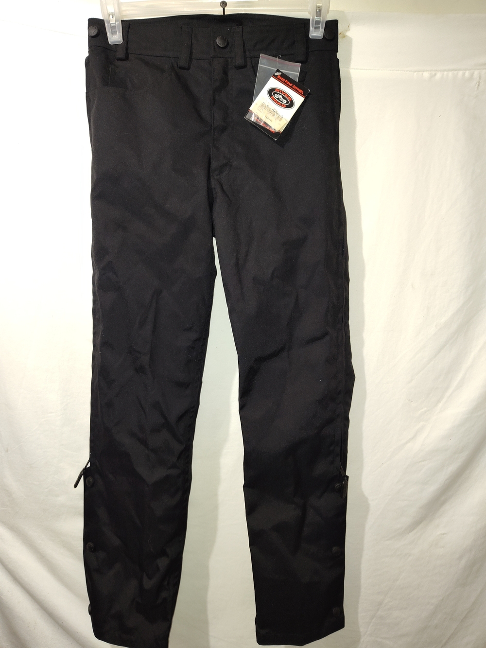 Men's Black Nylon Motorcycle Pants with Adjustable Ankles